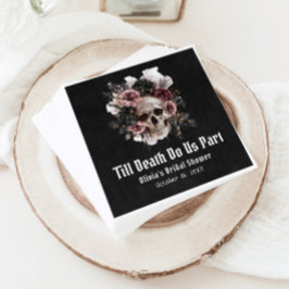 Zwarte Gotische Halloween Floral Skull Vrijgezelle Servet