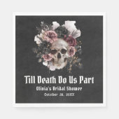 Zwarte Gotische Halloween Floral Skull Vrijgezelle Servet (Voorkant)