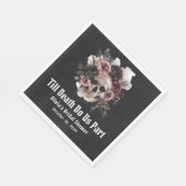 Zwarte Gotische Halloween Floral Skull Vrijgezelle Servet (Hoek)