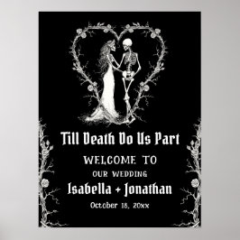 Zwarte Gotische Halloween Skelet Trouw Welkom Poster