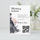 Zwarte gotische jurk bruiloft Enclosure Kaart (Staand voorkant)