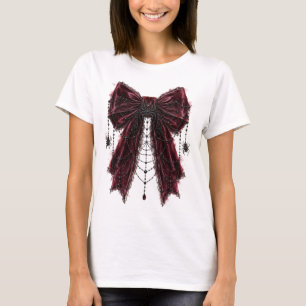 Zwarte Gotische Kant Lint met Spinnen Coquette T-shirt