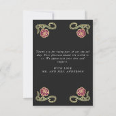 Zwarte Gotische Kist Roos bruiloft dank u kaart (Achterkant)