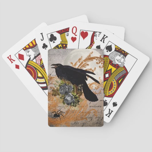 Zwarte gotische kraai en spin pokerkaarten (Achterkant)