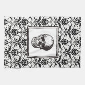 zwarte gotische patroonschedel Halloween Theedoek (Horizontaal)
