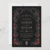 Zwarte Gotische Poort Romantische Elegante QR Code Kaart (Voorkant)