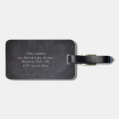 Zwarte Gotische schedel Bloemen Rozen Bagagelabel (Achterkant horizontaal)