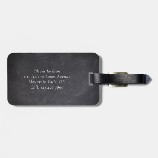 Zwarte gotische schedel bloemrozen bagagelabel (Achterkant horizontaal)