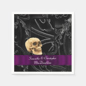 Zwarte gotische schedel bruiloft damast patroon servetten (Voorkant)