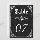 Zwarte Gotische Victoriaanse Damast Huwelijkstafel Kaart (Voorkant)