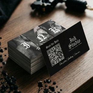 Zwarte gotische vintage tattoo parlor winkel inkt visitekaartje