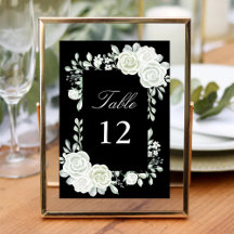 Zwarte Gotische Witte Rozen Huwelijks Tafel Nummer