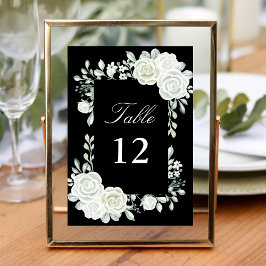 Zwarte Gotische Witte Rozen Huwelijks Tafel Nummer Kaart