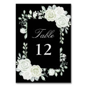 Zwarte Gotische Witte Rozen Trouwtafel Nummers Kaart (Voorkant)