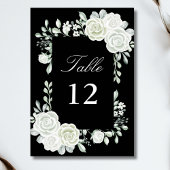 Zwarte Gotische Witte Rozen Trouwtafel Nummers Kaart