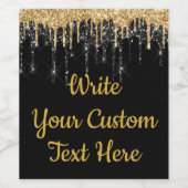 Zwarte Goud 50ste Verjaardagsfeest Verjaardagsglit Wijn Etiket (Enkel label)