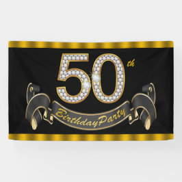 Zwarte Goud 50ste Verjaardagsfeestje Spandoek