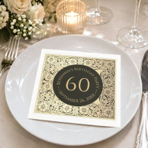 Zwarte Goud 60e Verjaardag Elegante Vintage Bloeme