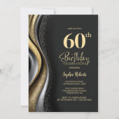 Zwarte Goud 60e Verjaardagsfeest Kaart (Voorkant)