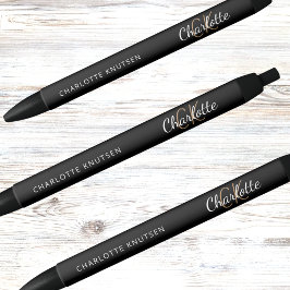 Zwarte goud aangepaste monogram naam script inkt pen