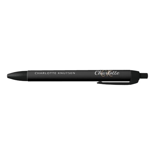 Zwarte goud aangepaste monogram naam script inkt pen (Bodem)