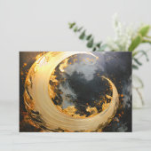 Zwarte Goud Abstracte Draaikolk Moderne Maan Aankondiging (Staand voorkant)