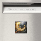 Zwarte Goud Abstracte Draaikolk Moderne Maan Magneet (Insitu (Vaatwasser))