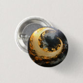 Zwarte Goud Abstracte Draaikolk Moderne Maan Ronde Button 3,2 Cm (Voorkant /achterkant)