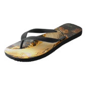 Zwarte Goud Abstracte Draaikolk Moderne Maan Teenslippers (Schuin)