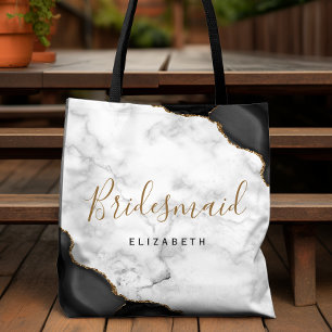 Zwarte Goud Agaat Marmer Bruidsmeisje Tote Bag