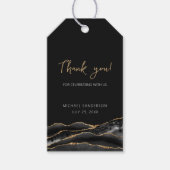 Zwarte Goud Agate Bedankt Favor Tag Cadeaulabel (Voorkant)