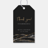 Zwarte Goud Agate Bedankt Favor Tag Cadeaulabel (Achterkant)