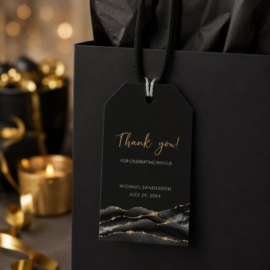 Zwarte Goud Agate Bedankt Favor Tag Cadeaulabel