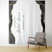 Zwarte Goud Agate Bruids-Shower Fotohokje Wandkleed (In situ)