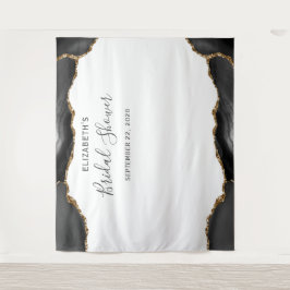 Zwarte Goud Agate Bruiloft Feest Fotohokje Wandkleed