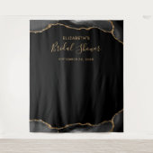 Zwarte Goud Agate Donkere Bruids-Shower Fotohokje Wandkleed (Voorkant)