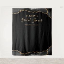 Zwarte Goud Agate Donkere Bruidsfeest Fotohokje Wandkleed