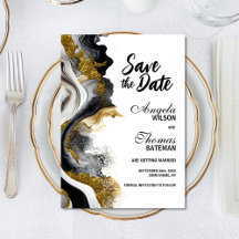 Zwarte Goud Agate Marmer Trouw Save the Date