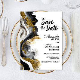Zwarte Goud Agate Marmer Trouw Save the Date
