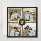 Zwarte Goud Art Deco Fotocollage Bruiloft Save The Date (Achterkant)