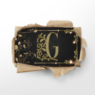 Zwarte Goud Art Deco Glans Monogram Visitekaartje