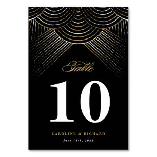 Zwarte Goud Art Deco Slingerlichten Tafelkaart Kaart