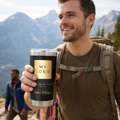 Zwarte goud bedrijf logo handtekening naam geïsoleerde drinkbeker