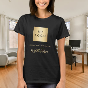 Zwarte goud bedrijf logo naam handtekening t-shirt