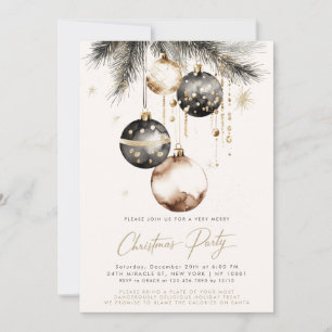 Zwarte Goud Beige Ornamenten Kerstfeest Versiering Kaart