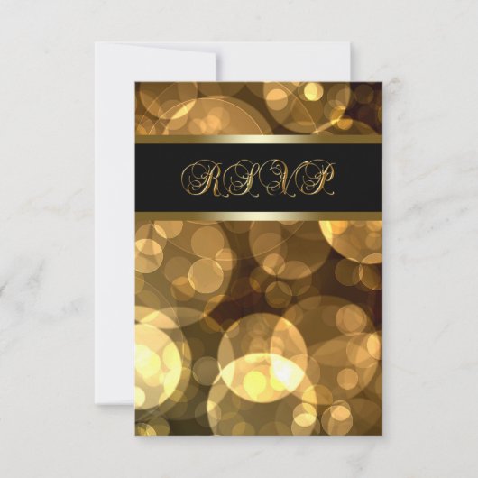 Zwarte Goud Bellen RSVP Kaartje (Voorkant)