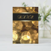 Zwarte Goud Bellen RSVP Kaartje (Staand voorkant)