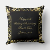 Zwarte Goud Bloei 50ste Huwelijksjubileum Kussen (Achterkant)