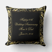 Zwarte Goud Bloei 50ste Huwelijksjubileum Kussen (Voorkant)