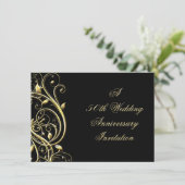 Zwarte Goud Bloei 50ste Verjaardag Kaart (Staand voorkant)